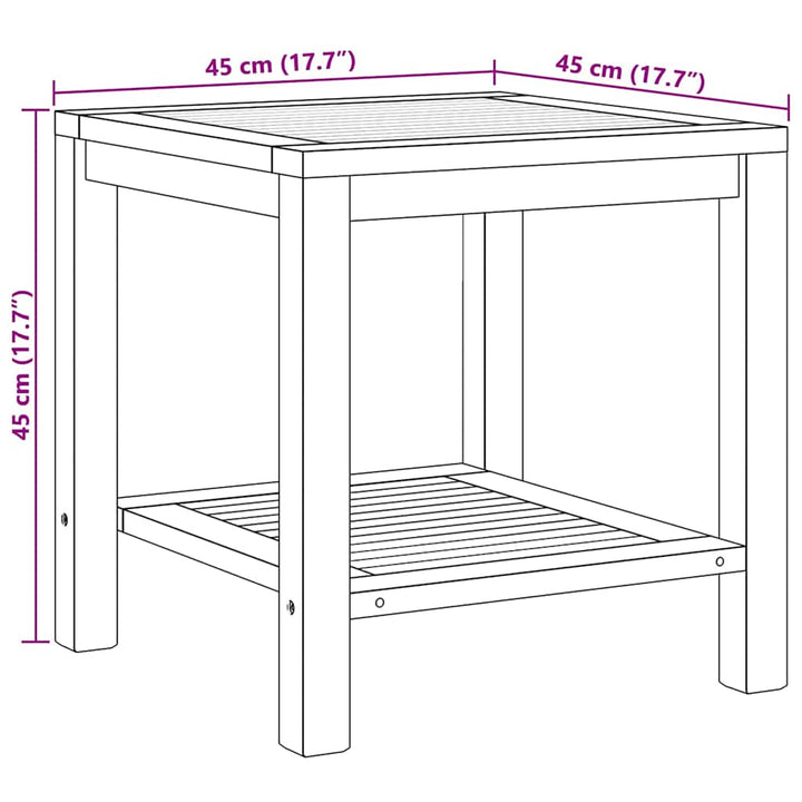 Sofabord med opbevaring Brun 45 x 45 x 45 cm Massiv Teaktræ