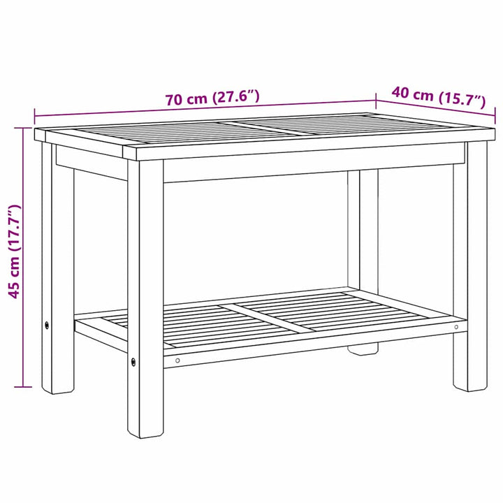Sofabord med opbevaring Brun 70 x 40 x 45 cm Massiv Teaktræ