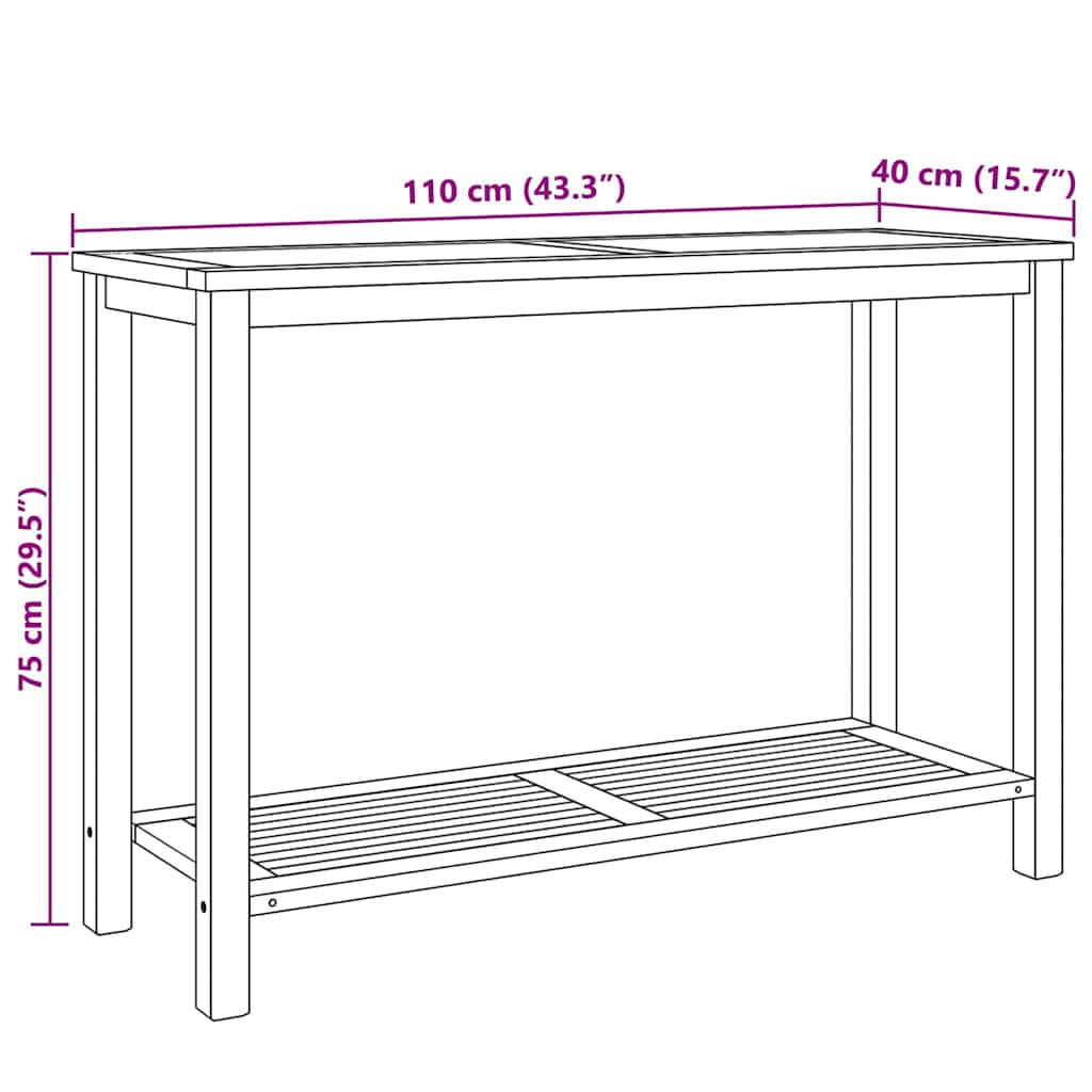 Konsolbord med opbevaring Brun 110 x 40 x 75 cm Massiv Teaktræ