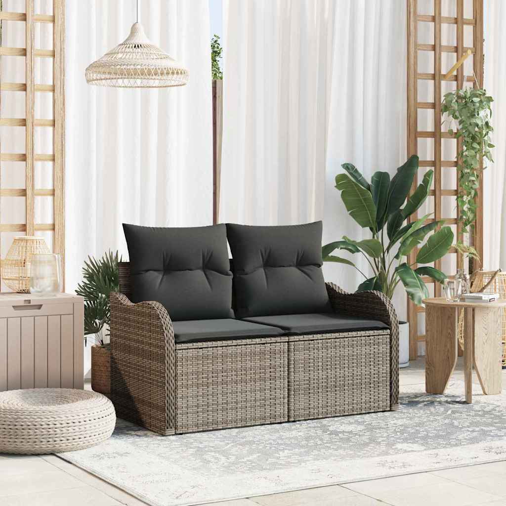 Havemøbelsofa med pude Grå 121 x 62 x 69cm polyrattan