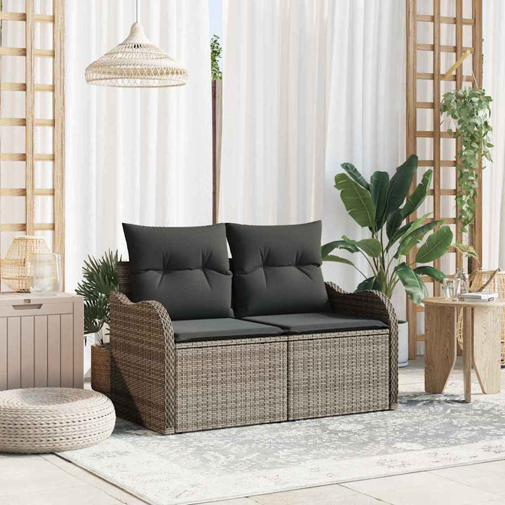 Havemøbelsofa med pude Grå 121 x 62 x 69cm polyrattan