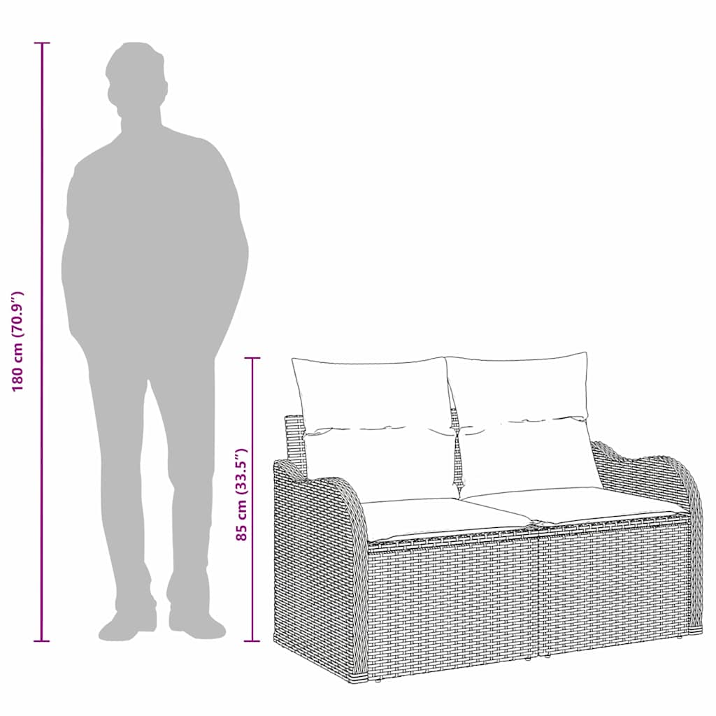 Havemøbelsofa med pude 121 x 62 x 69 cm polyrattan