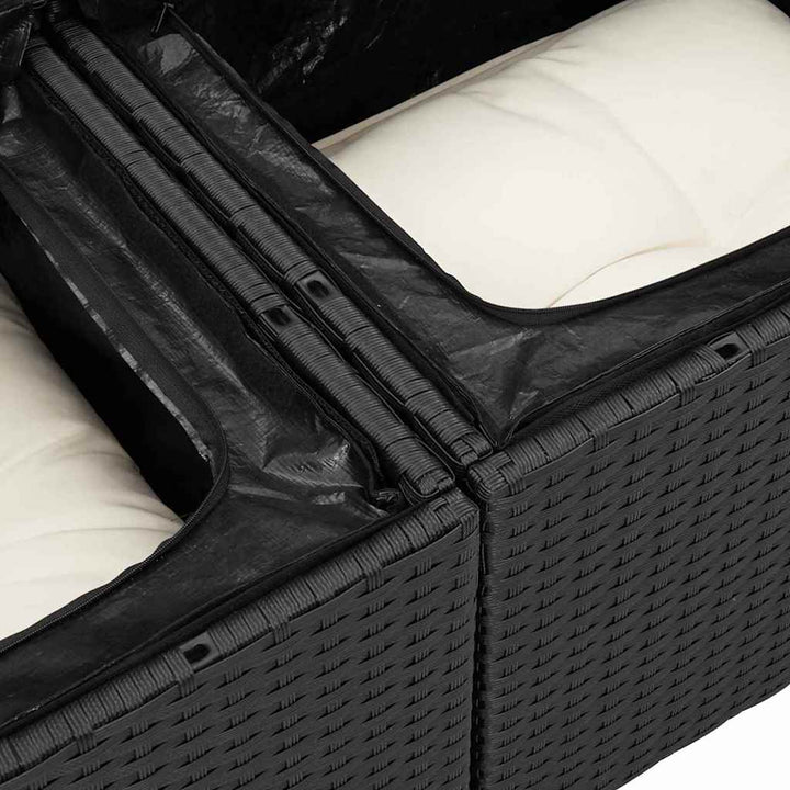 Havemøbelsofa med pude Sort 124 x 62 x 69cm polyrattan