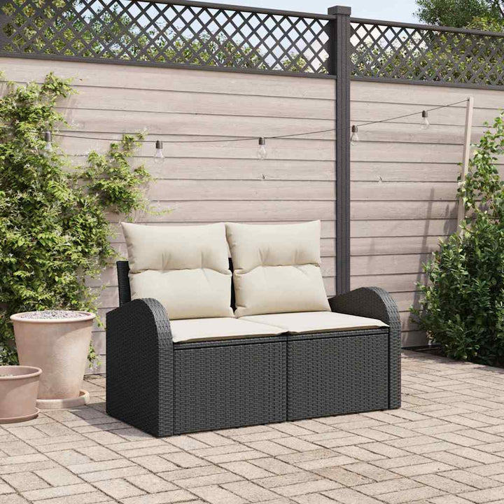 Havemøbelsofa med pude Sort 124 x 62 x 69cm polyrattan