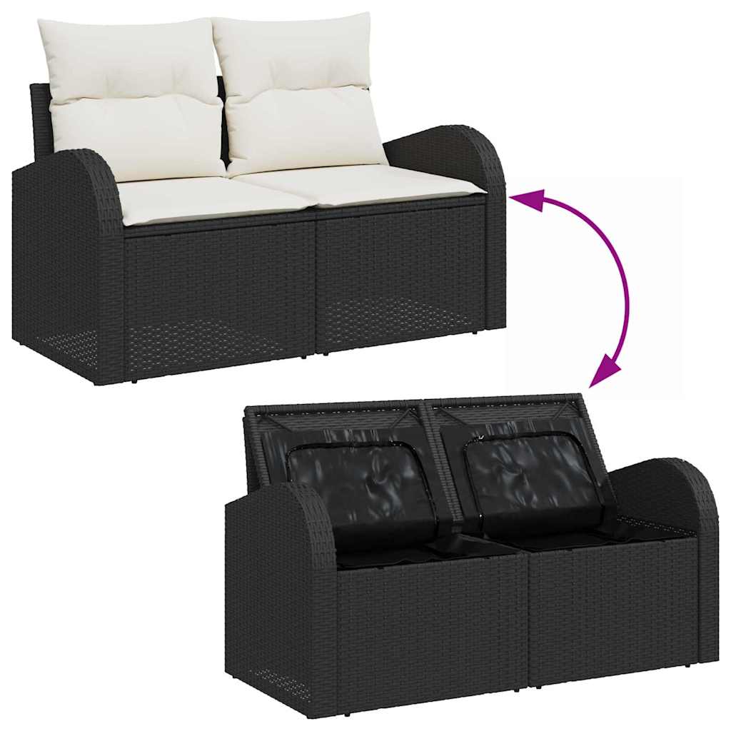 Havemøbelsofa med pude Sort 124 x 62 x 69cm polyrattan