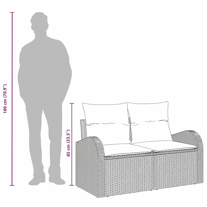 Havemøbelsofa med pude Sort 124 x 62 x 69cm polyrattan