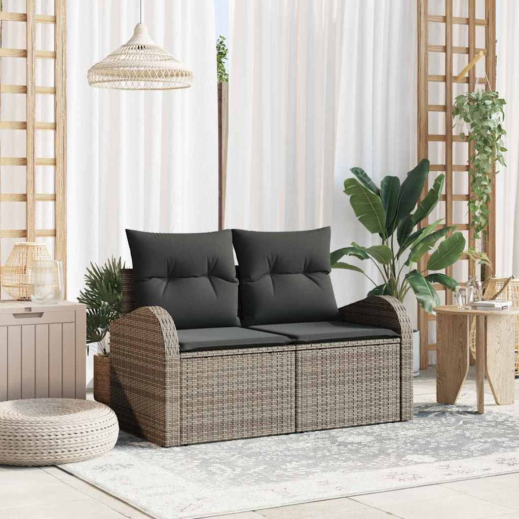 Havemøbelsofa med pude Grå 124 x 62 x 69cm polyrattan