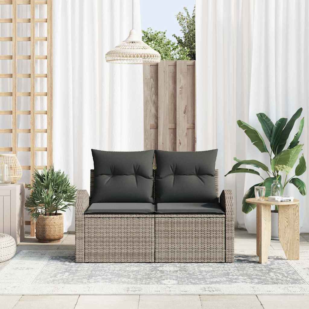 Havemøbelsofa med pude Grå 124 x 62 x 69cm polyrattan