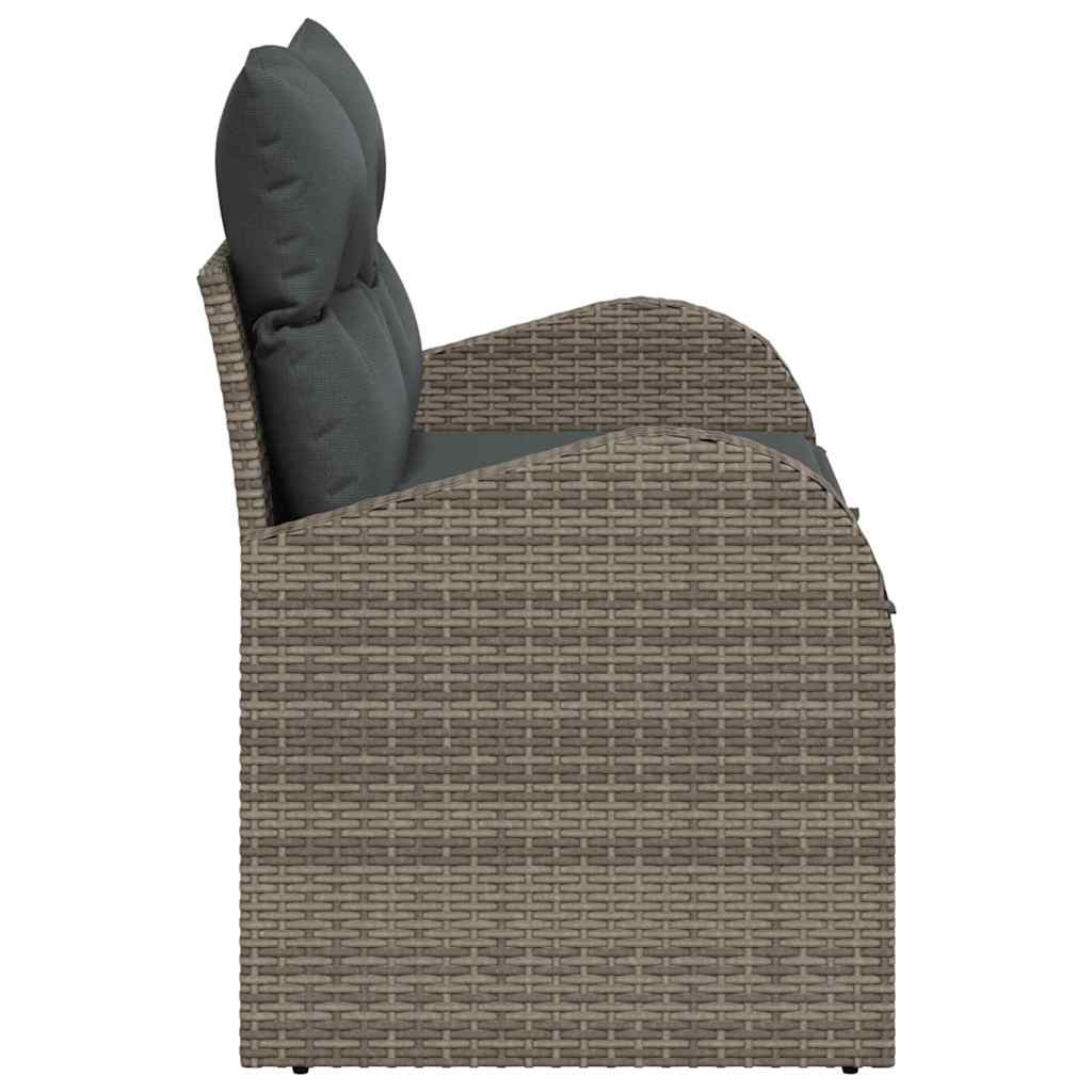 Havemøbelsofa med pude Grå 124 x 62 x 69cm polyrattan