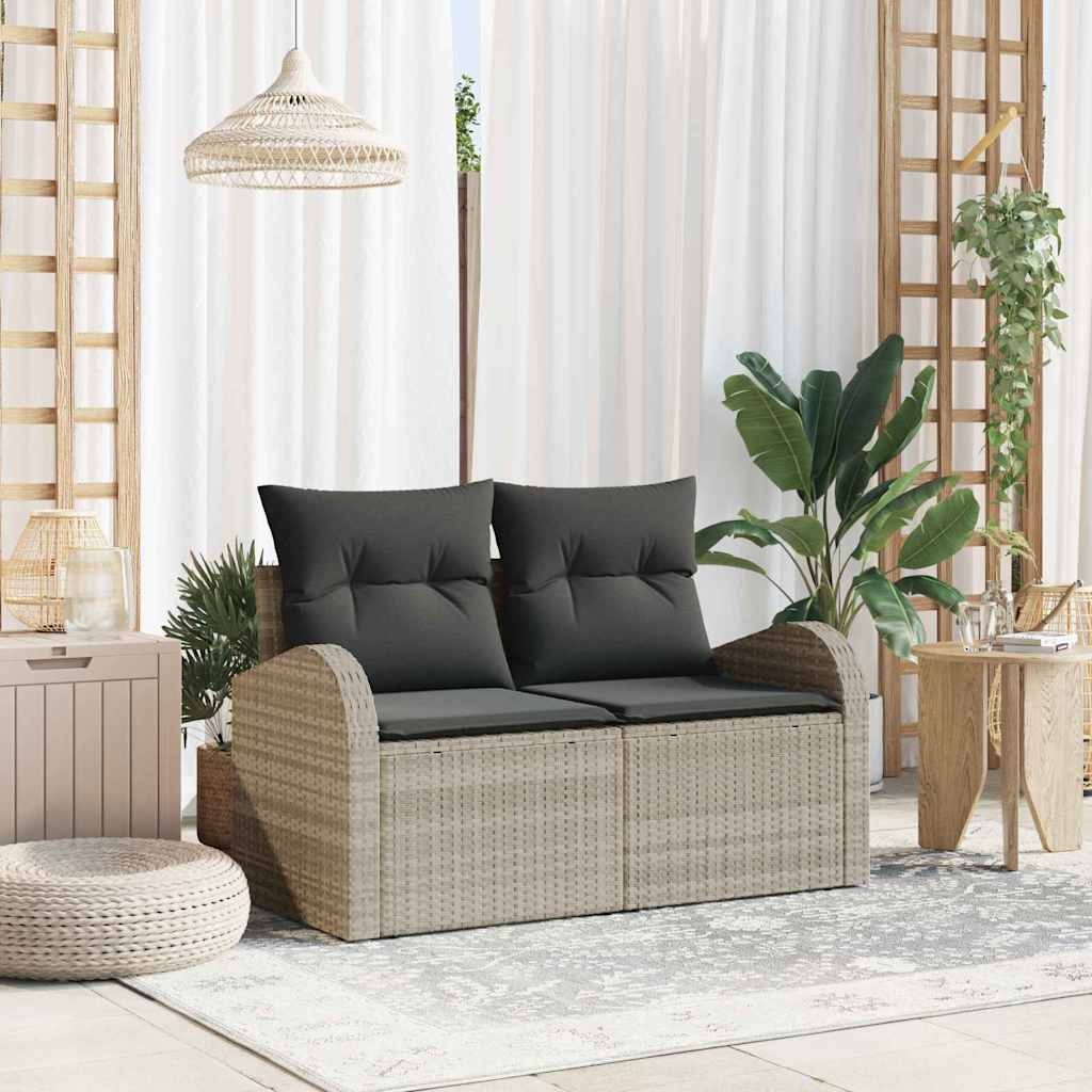 Havemøbelsofa med pude Lysegrå 124 x 62 x 69cm polyrattan