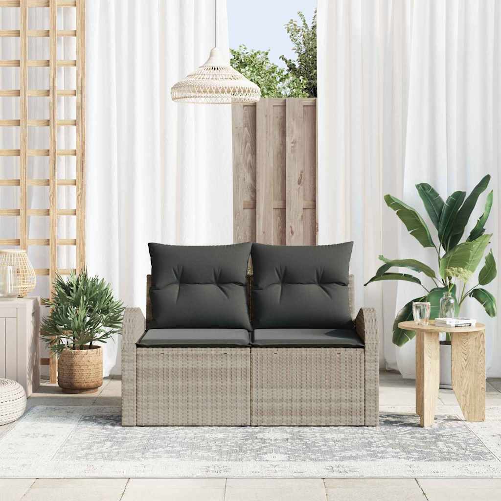 Havemøbelsofa med pude Lysegrå 124 x 62 x 69cm polyrattan