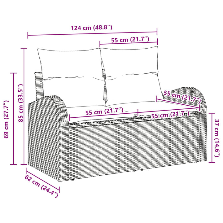 Havemøbelsofa Sort 124 x 62 x 85cm polyrattan