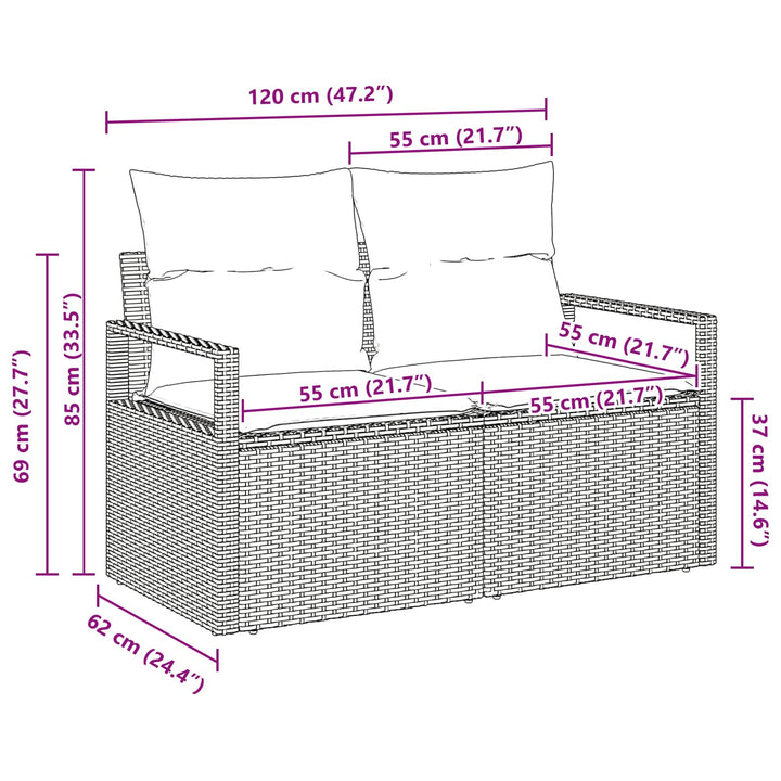 Havemøbelsofa med pude 120 x 62 x 69 cm polyrattan