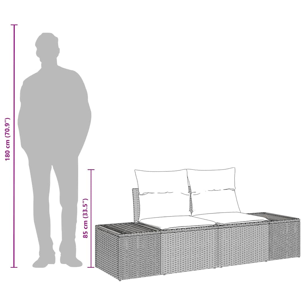 Havemøbelsofa med pude Grå 184 x 62 x 69 cm polyrattan