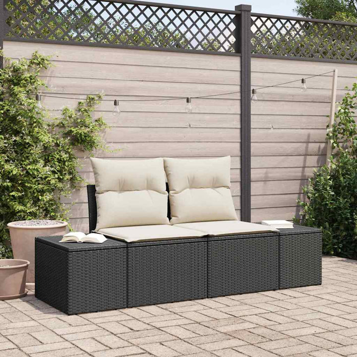 Havemøbelsofa med pude Sort 184 x 62 x 69 cm polyrattan