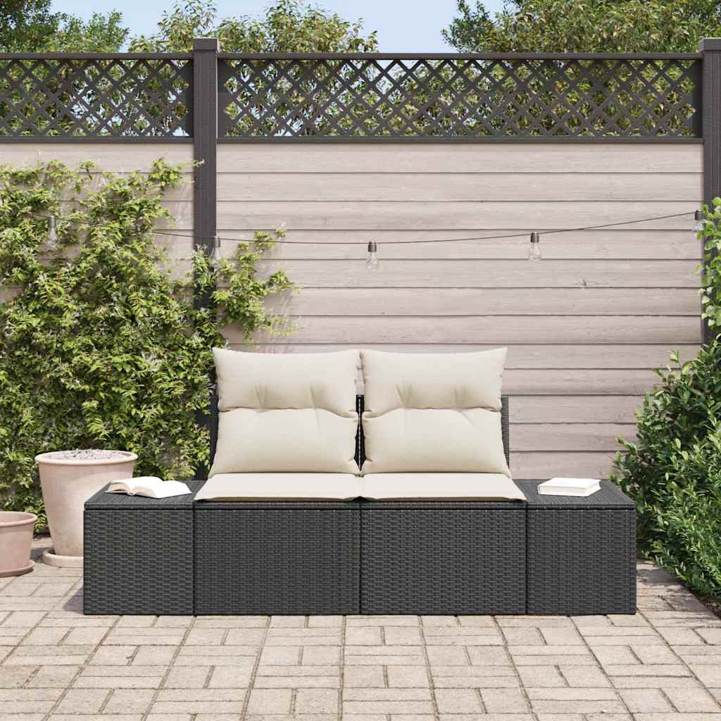 Havemøbelsofa med pude Sort 184 x 62 x 69 cm polyrattan