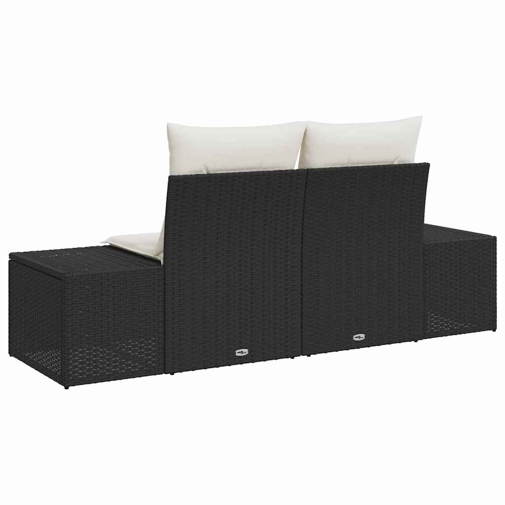 Havemøbelsofa med pude Sort 184 x 62 x 69 cm polyrattan