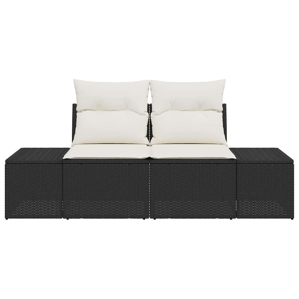 Havemøbelsofa med pude Sort 184 x 62 x 69 cm polyrattan