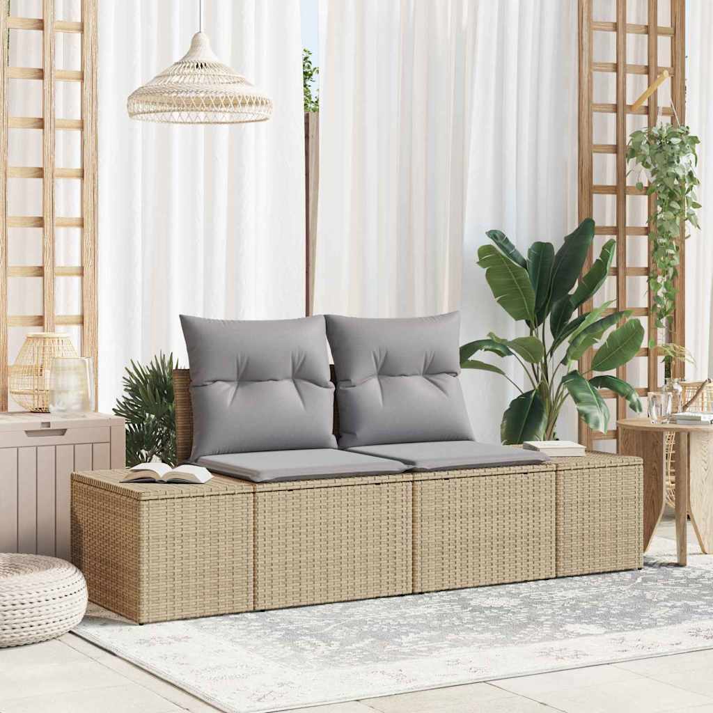 Havemøbelsofa med pude Beige 184 x 62 x 69 cm polyrattan