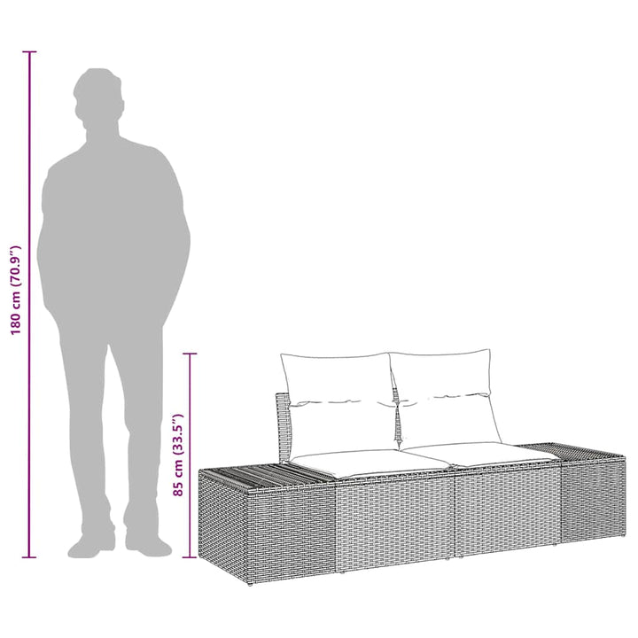 Havemøbelsofa med pude Beige 184 x 62 x 69 cm polyrattan