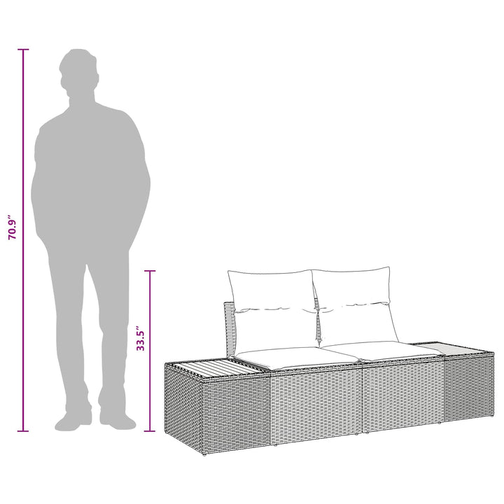 Havemøbelsofa Sort 184 x 62 x 85cm polyrattan
