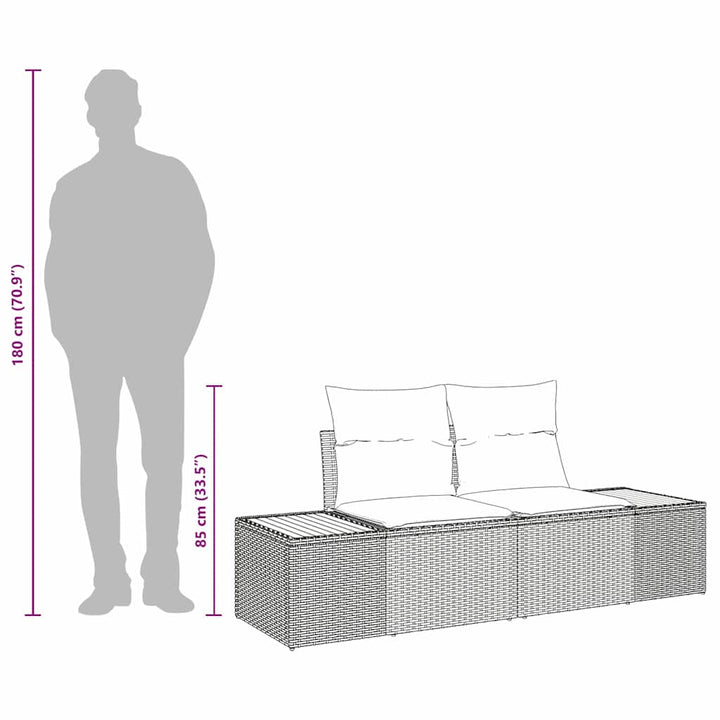 Havemøbelsofa Sort 184 x 62 x 85cm polyrattan