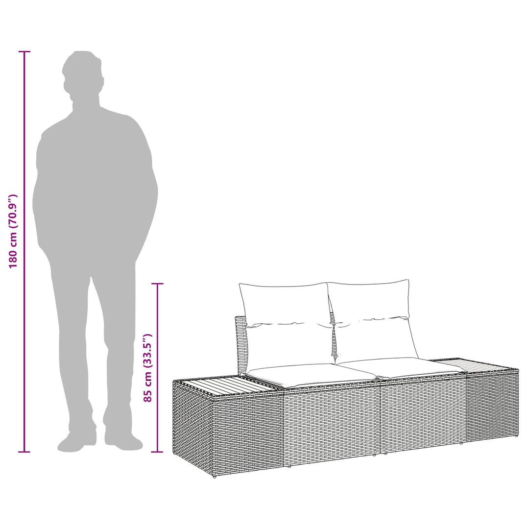 Havemøbelsofa Grå 184 x 62 x 85cm polyrattan