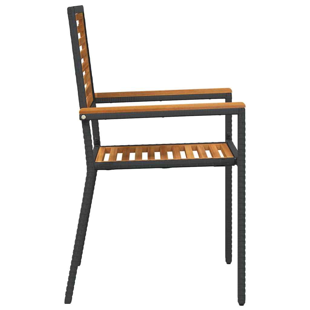 Have stapelstole 2 pcs Brun og sort Solid akacietræ, PE rattan