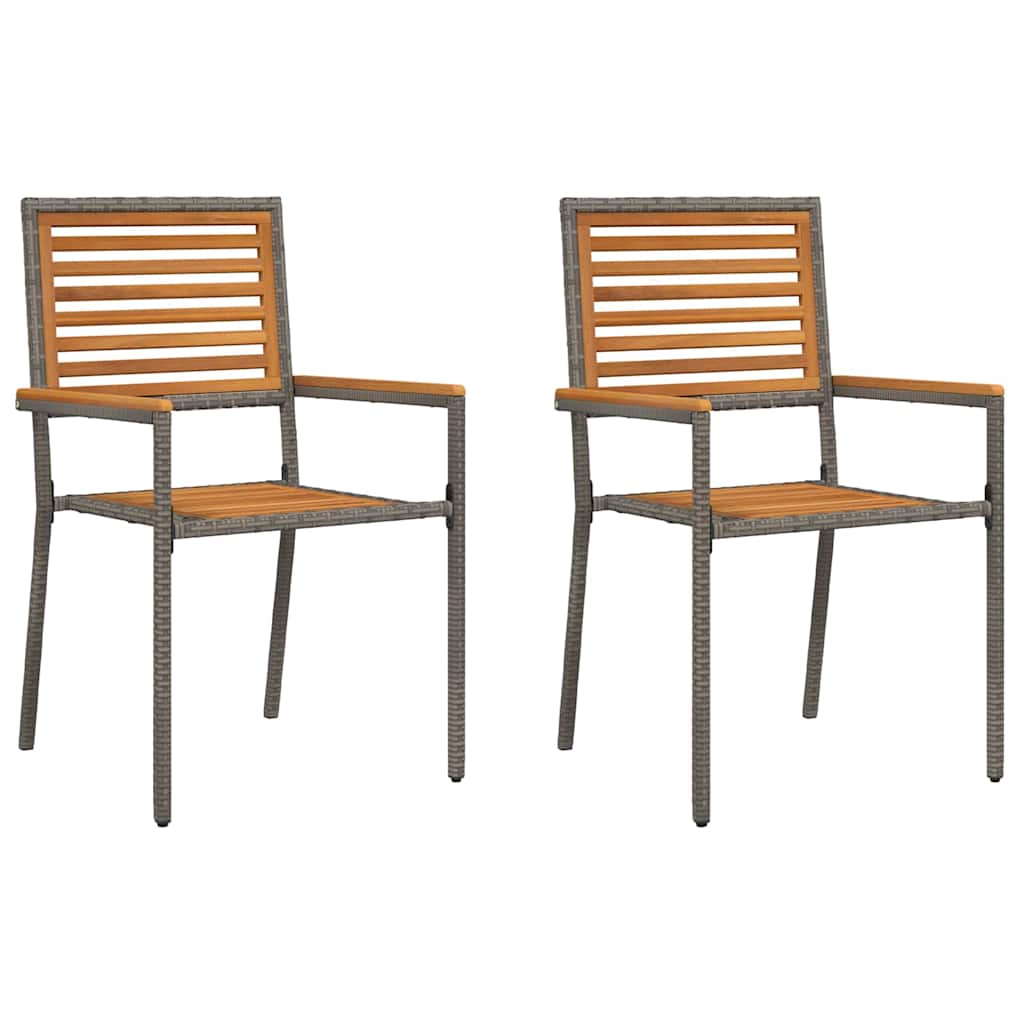 Have stapelstole 2 stk. Brun og grå Solid akacietræ, PE rattan