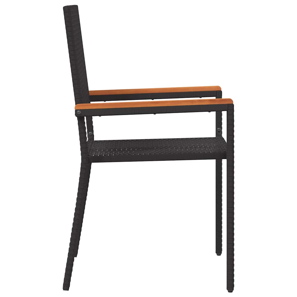 Have stapelstole 2 pcs Sort og Brunt PE rattan, Solid akacietræ