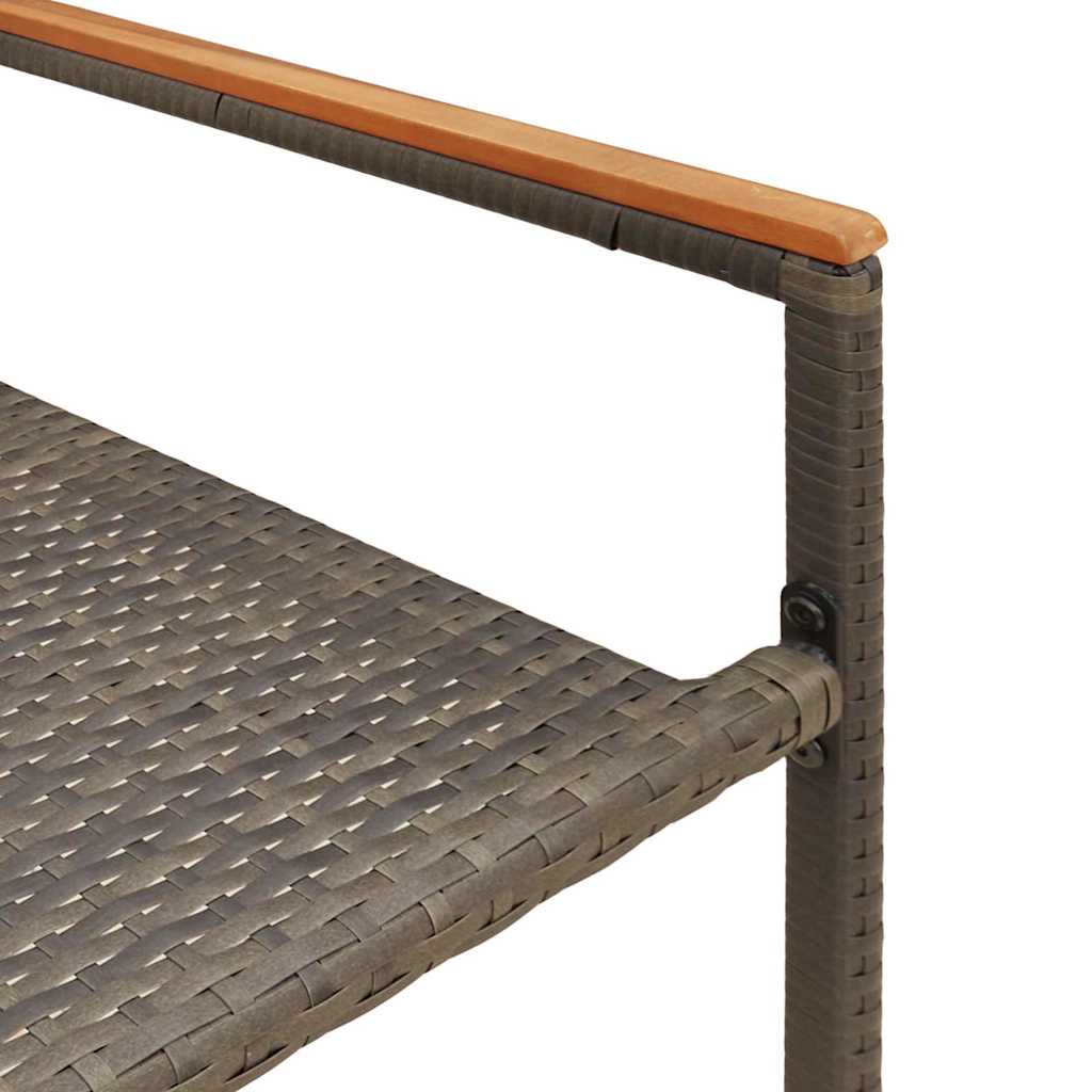 Have stapelstole 2 stk. Grå og Brun PE rattan, Solid akacietræ