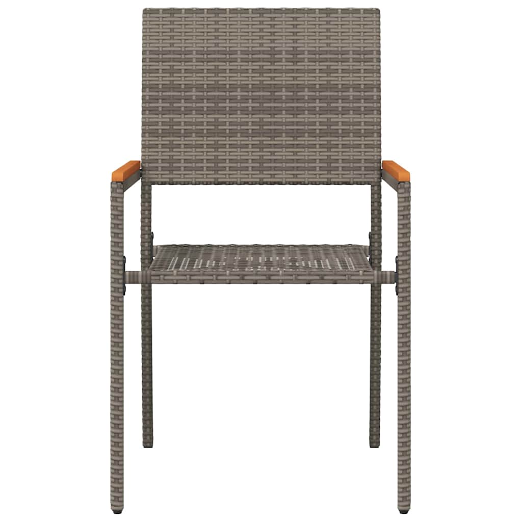 Have stapelstole 2 stk. Grå og Brun PE rattan, Solid akacietræ