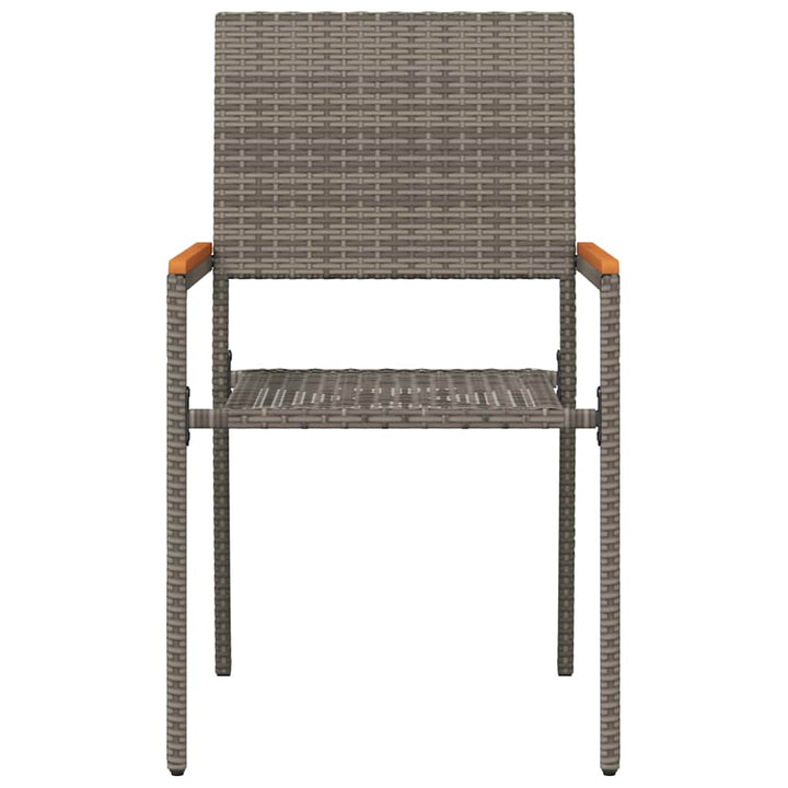 Have stapelstole 2 stk. Grå og Brun PE rattan, Solid akacietræ