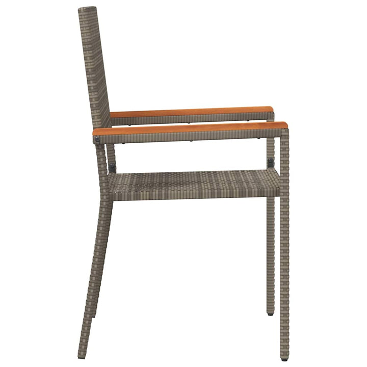 Have stapelstole 2 stk. Grå og Brun PE rattan, Solid akacietræ