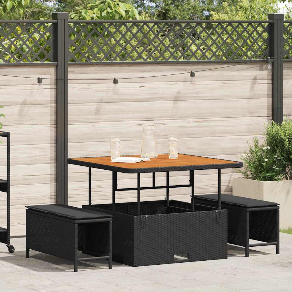 Have Spisebordssæt 3 stk. Sort polyrattan