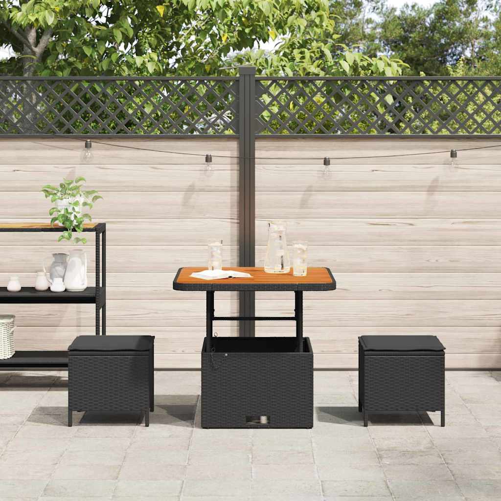 Have Spisebordssæt 3 stk. Sort polyrattan