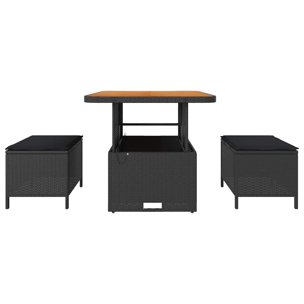 Have Spisebordssæt 3 stk. Sort polyrattan