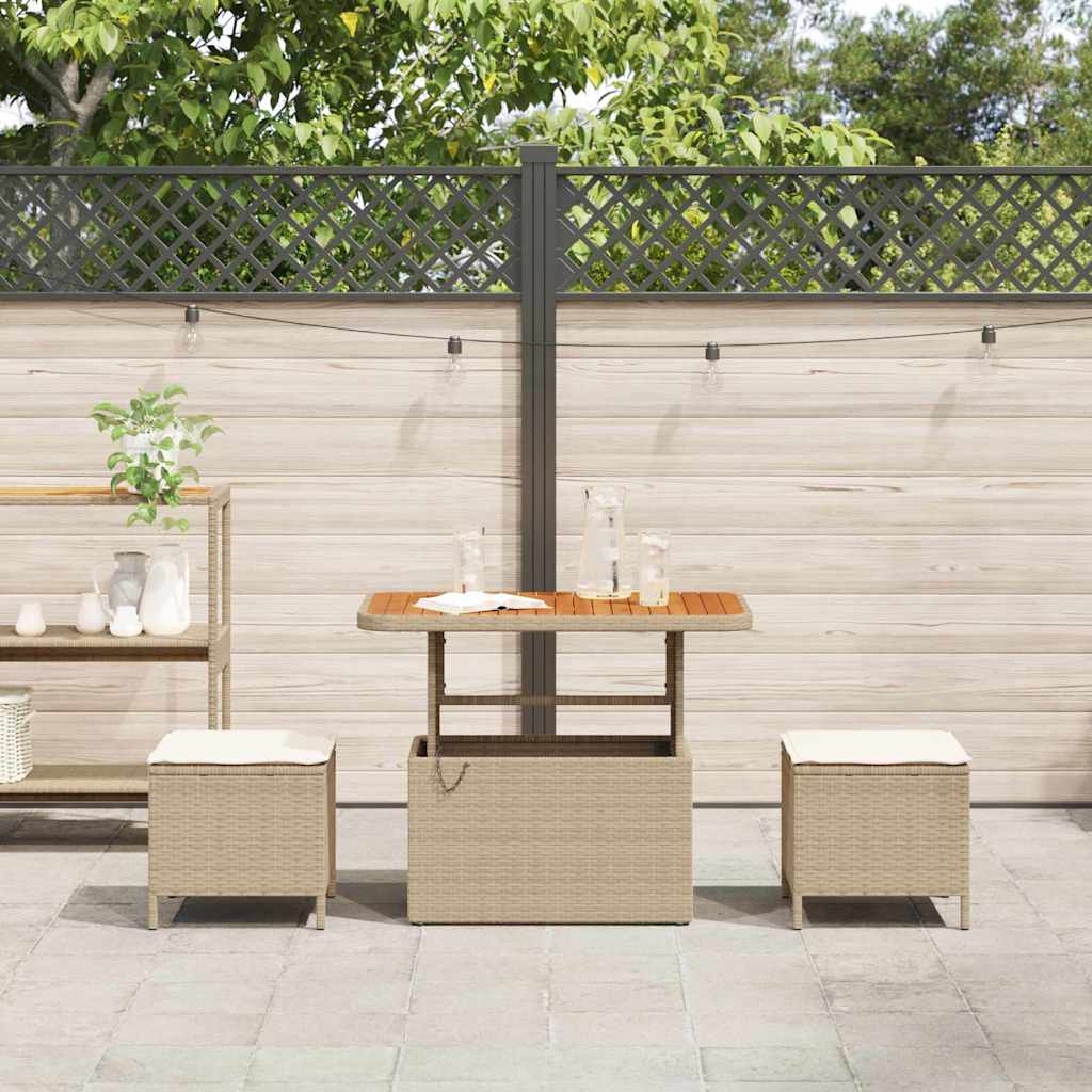 Have Spisebordssæt 3 stk. Beige polyrattan