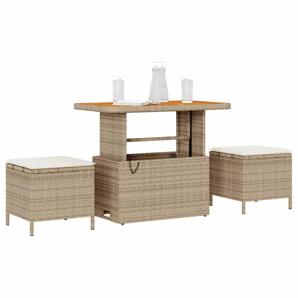 Have Spisebordssæt 3 stk. Beige polyrattan