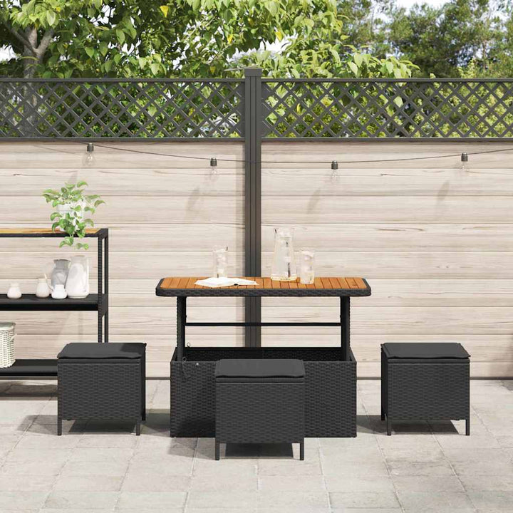 Have Spisebordssæt 4 stk. Sort polyrattan