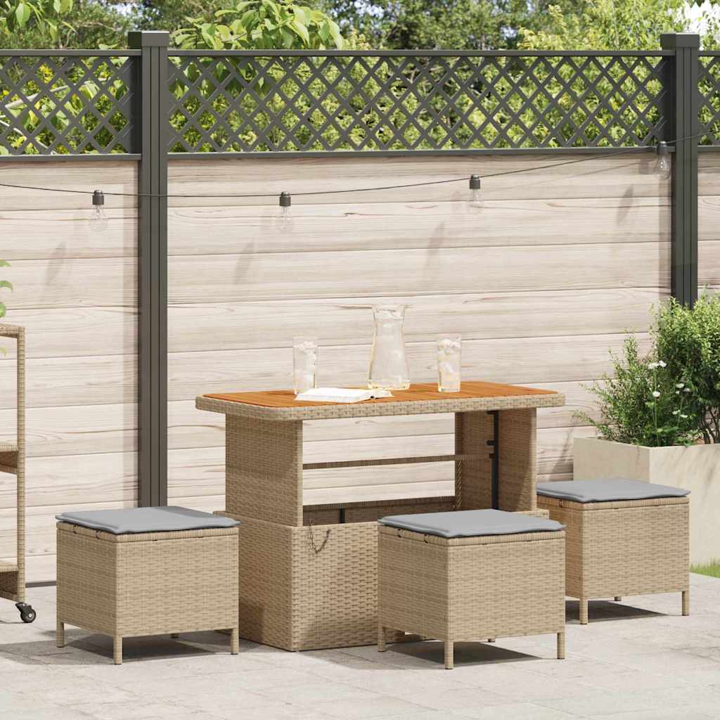 Have Spisebordssæt 4 stk. Beige polyrattan