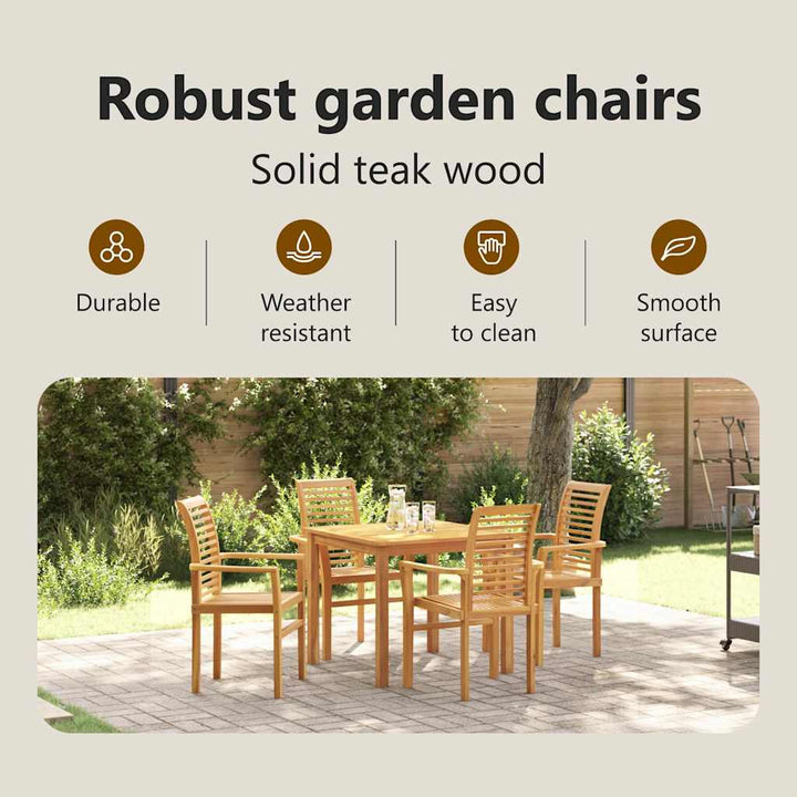 Spisestuestol 4 pcs Brun 62 x 55 x 94 cm Massiv Teaktræ