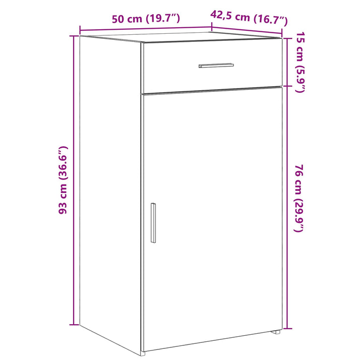 Sideboard med skuffe Sort eg 50 x 42,5 x 93 cm