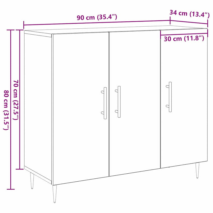 Sideboard Sort eg 90 x 34 x 80 cm Konstrueret træ