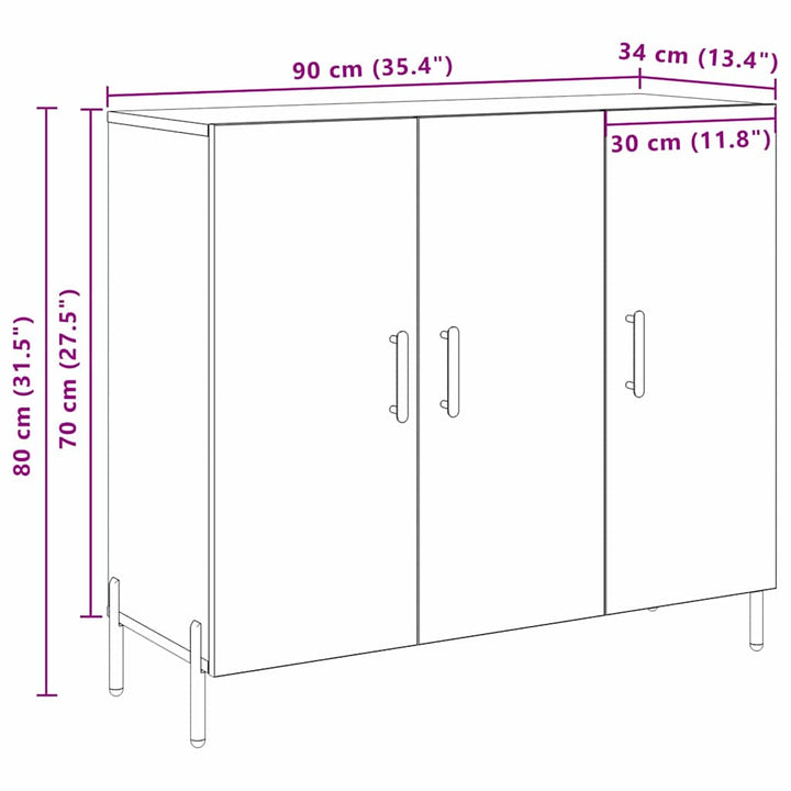 Sideboard Artisan Egetræ 90 x 34 x 80 cm Konstrueret træ