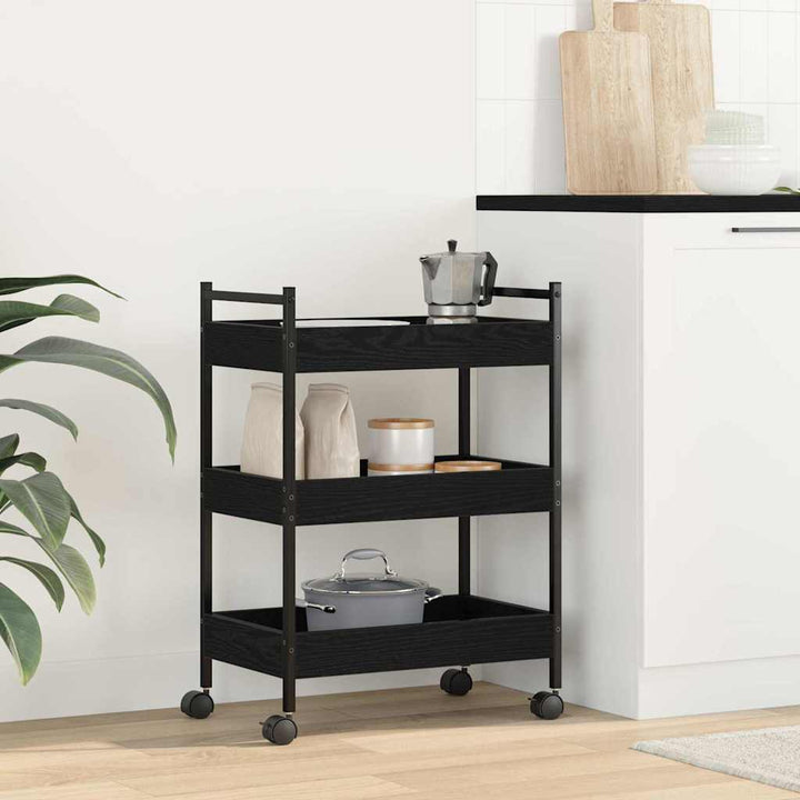 Køkkenvogn Sort eg 50 x 30 x 70 cm Konstrueret træ