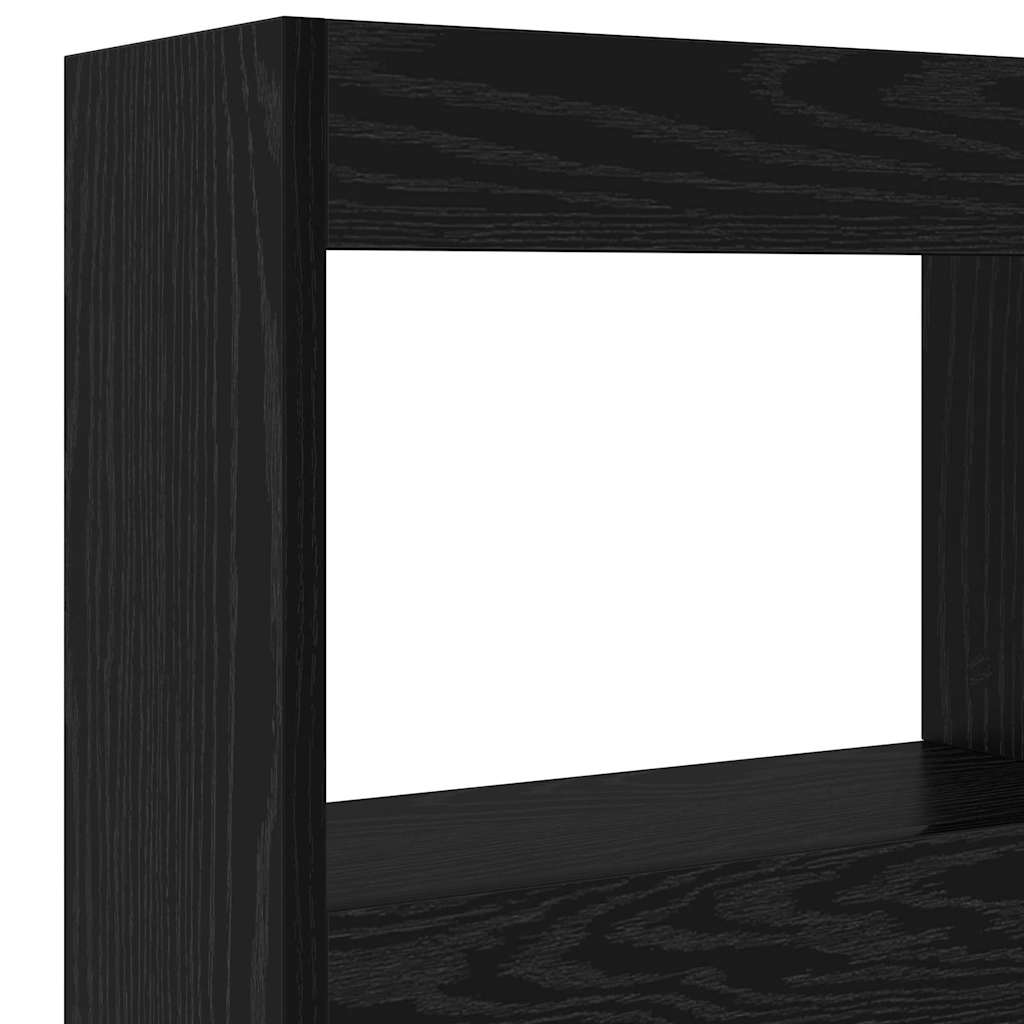 Hovedgærde med hylde Sort eg 120 x 17 x 102 cm Konstrueret træ