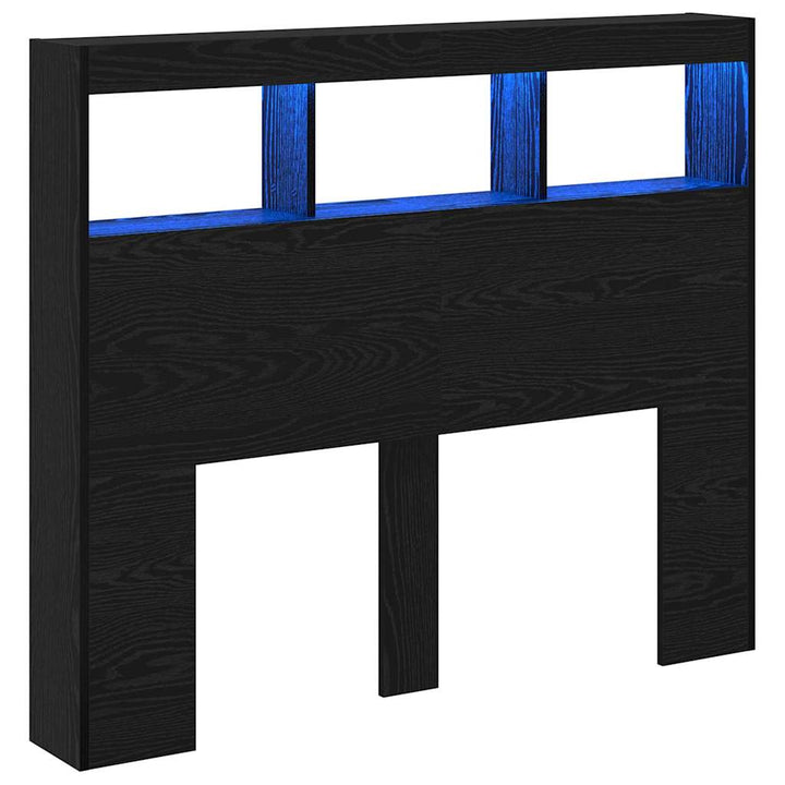 Hovedgærde med hylde Sort eg 120 x 17 x 102 cm Konstrueret træ
