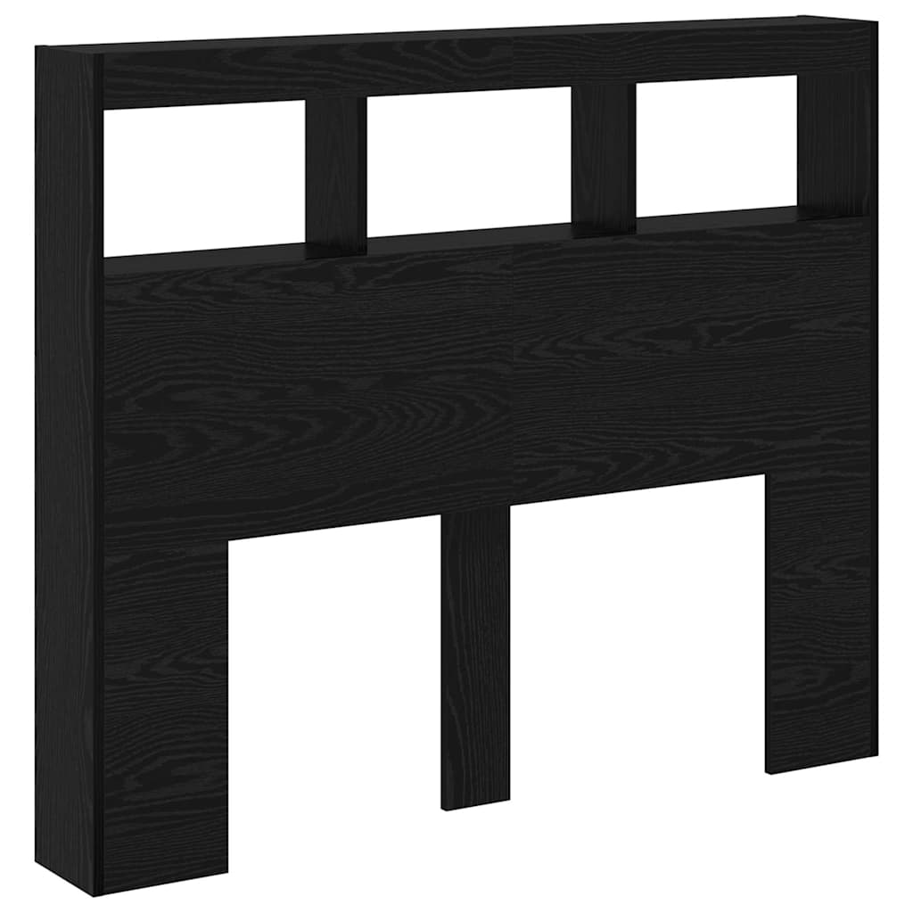 Hovedgærde med hylde Sort eg 120 x 17 x 102 cm Konstrueret træ