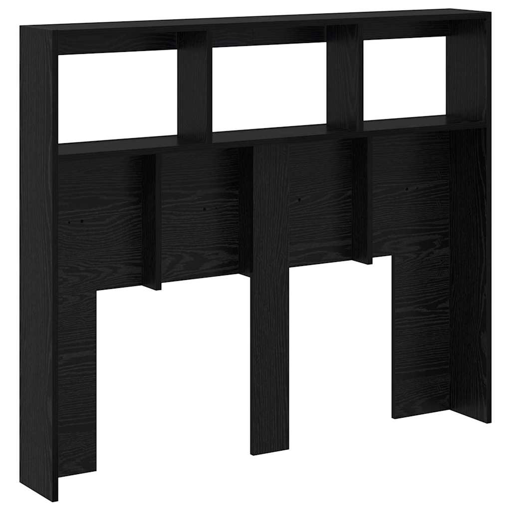 Hovedgærde med hylde Sort eg 120 x 17 x 102 cm Konstrueret træ